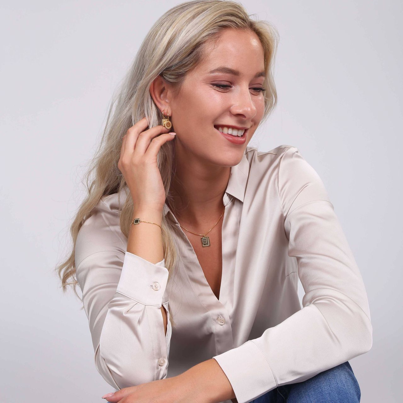 Zilveren ketting&hangers goldplated Romeinse krans