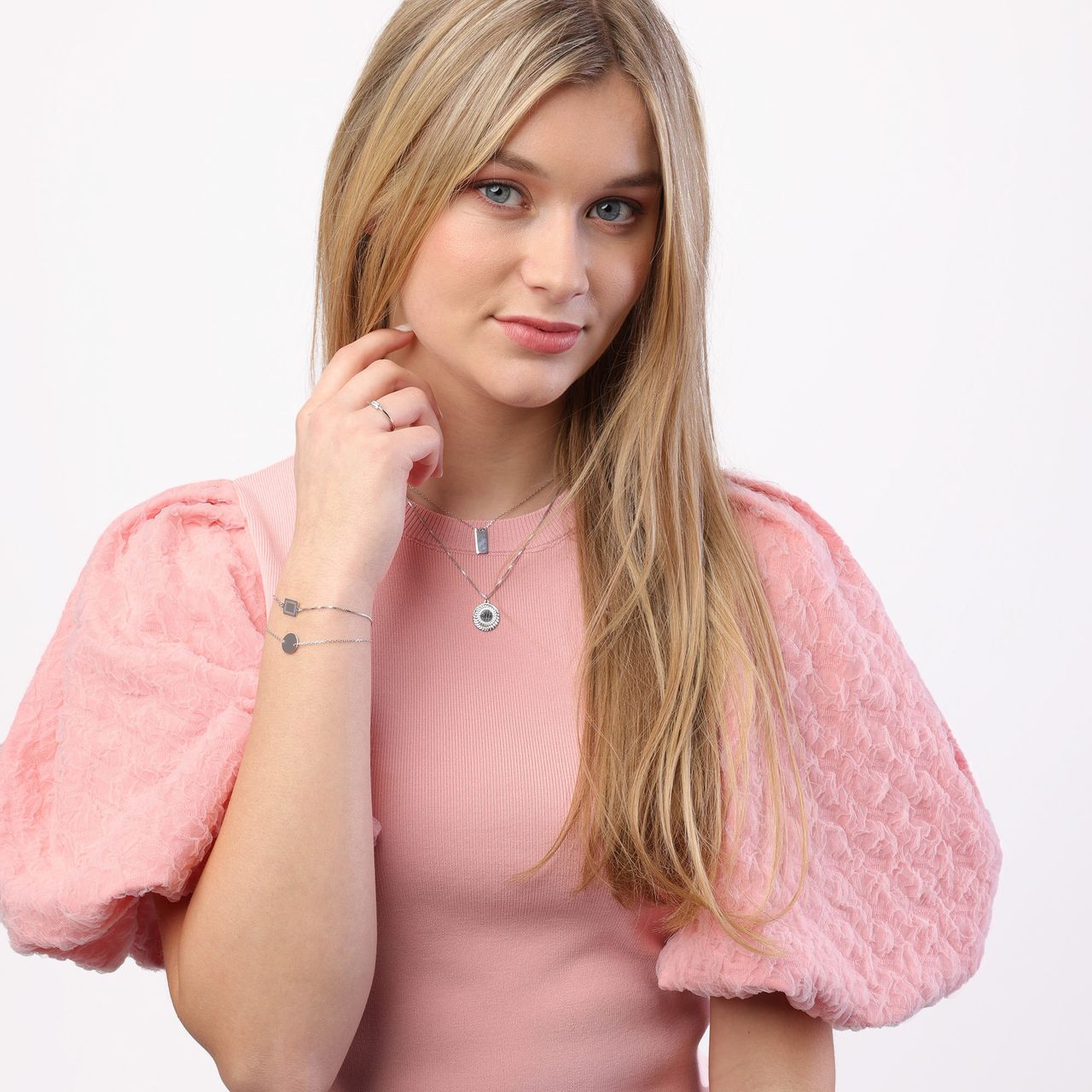 Zilveren ketting&hangers Romeinse krans