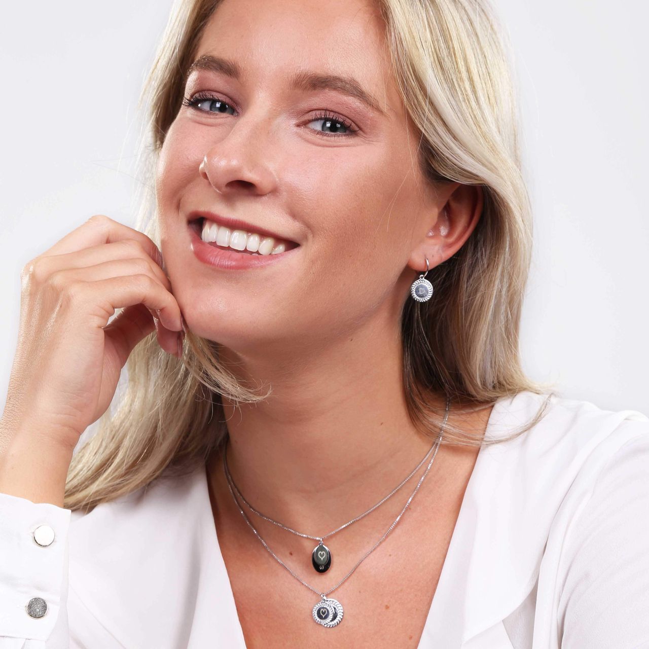 Zilveren ketting&hangers ovaal