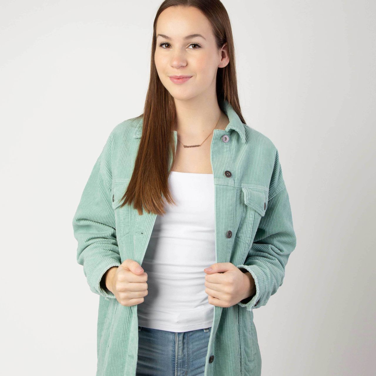 Stainless steel roséplated naamketting met hanger voor dames