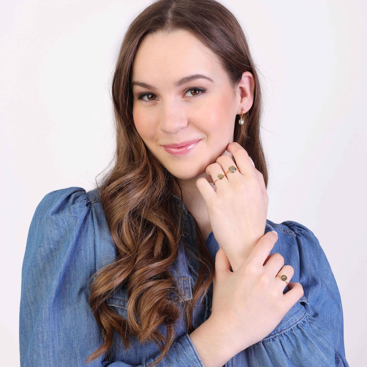 Zilveren ring gold Gemstone labradorite