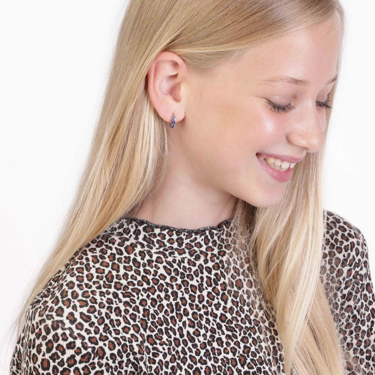 Little Miss Fabulous stainless steel kinderoorbellen sapphire kristal