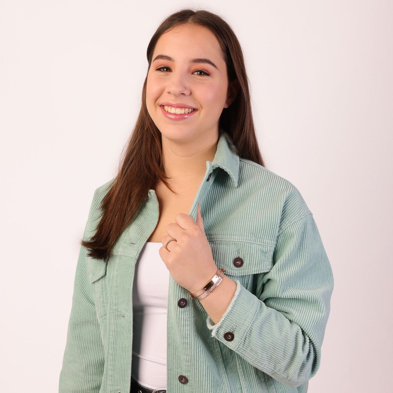 Stainless steel roséplated fantasiearmband met kristal voor dames