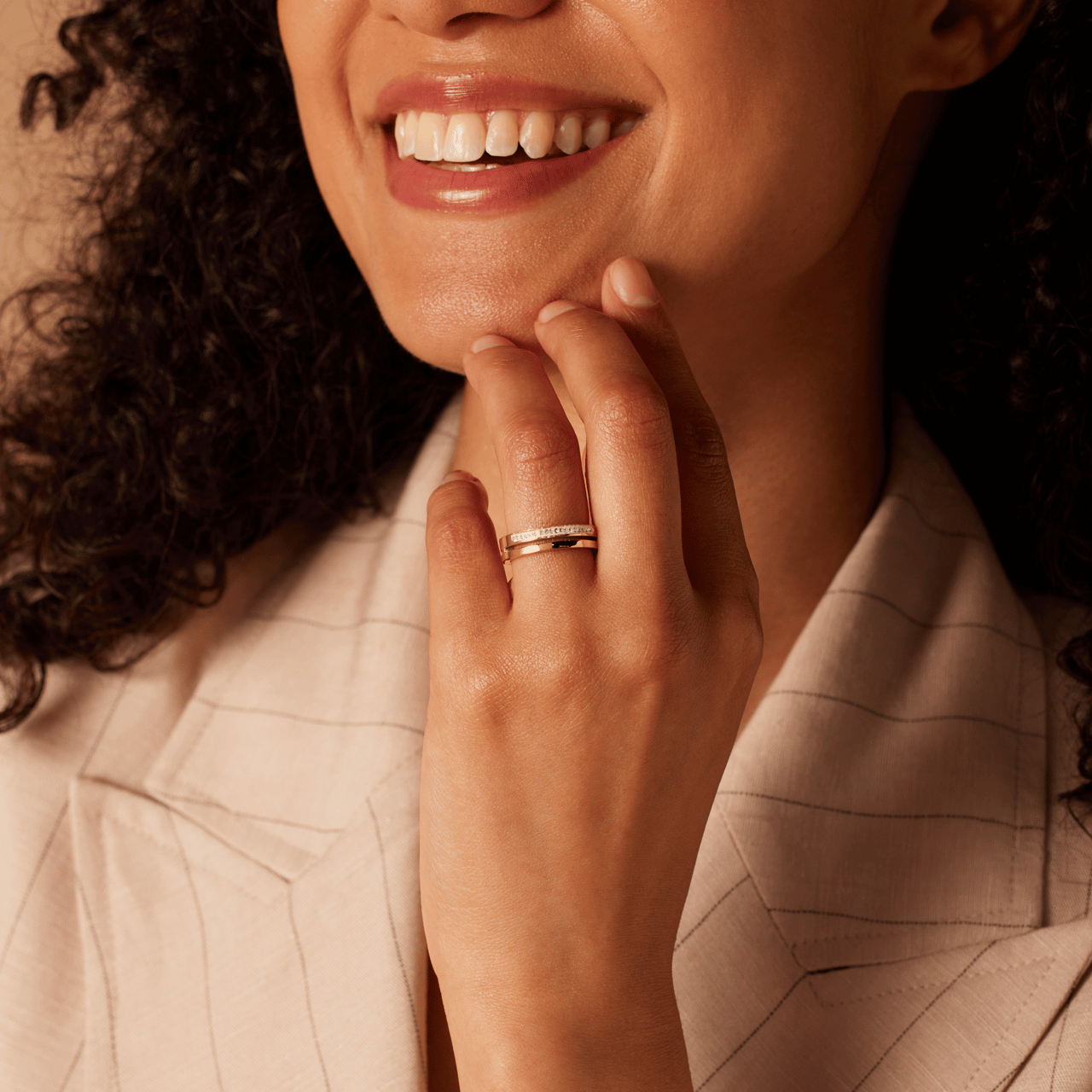 Stalen goldplated ring met kristal voor dames