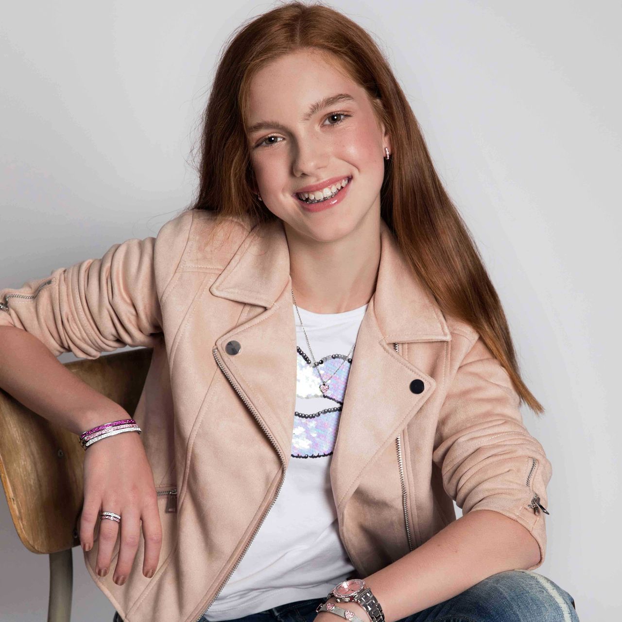 Little Miss Fabulous stainless steel kinderoorbellen licht roze kristal