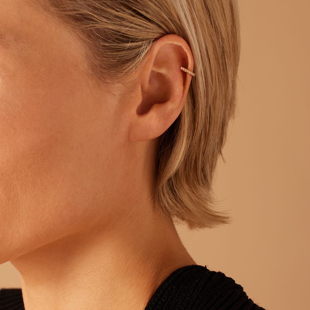 Zilveren earcuff goldplated zirkonia voor dames