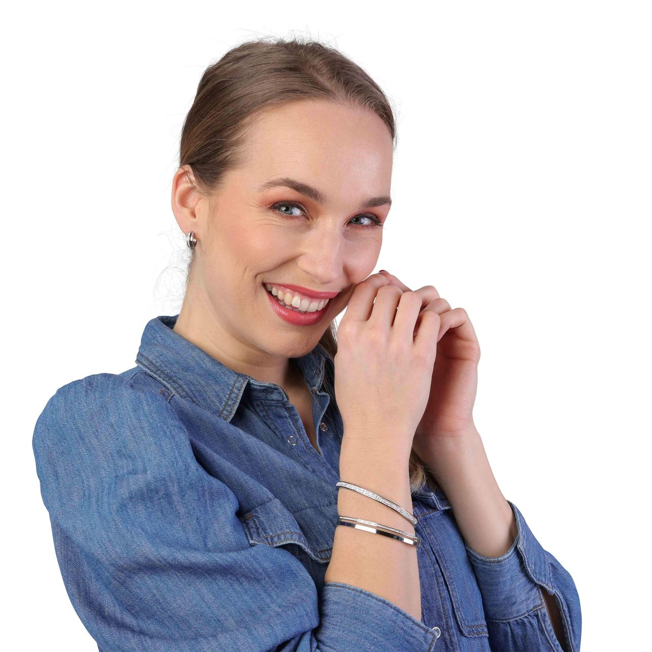 Colours by Kate stainless steel oorringen wit kristal voor dames