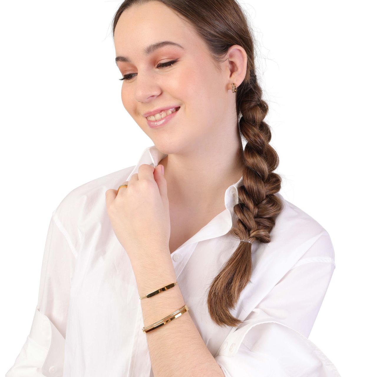 Colours by Kate stainless steel goldplated oorringen light colorado kristal voor dames