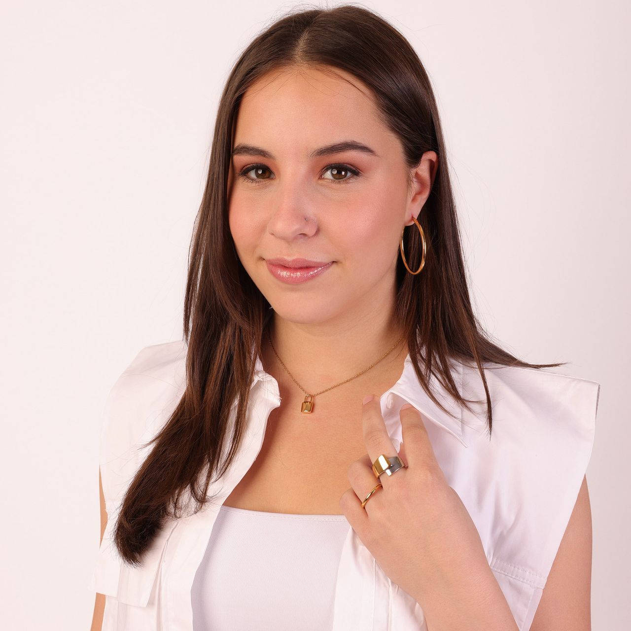 Stalen ring staal/gold