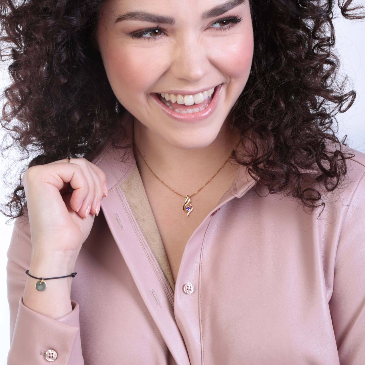 Zilveren goldplated ketting met hanger met geboortsteen voor dames