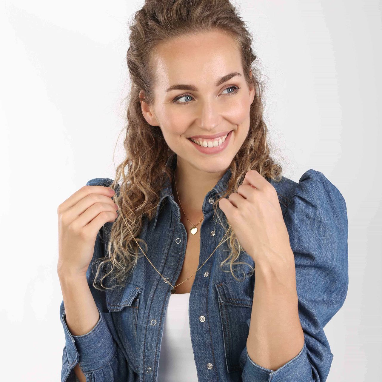 Stainless steel goldplated sieradenset voor dames met plating hart/hart