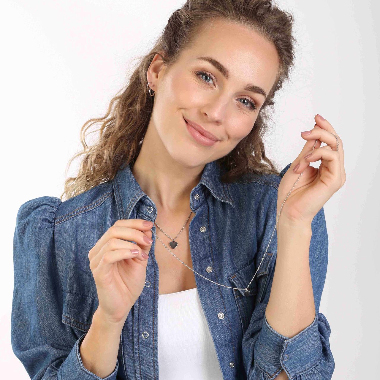 Stainless steel kettingen Moeder/Dochter hart/hart