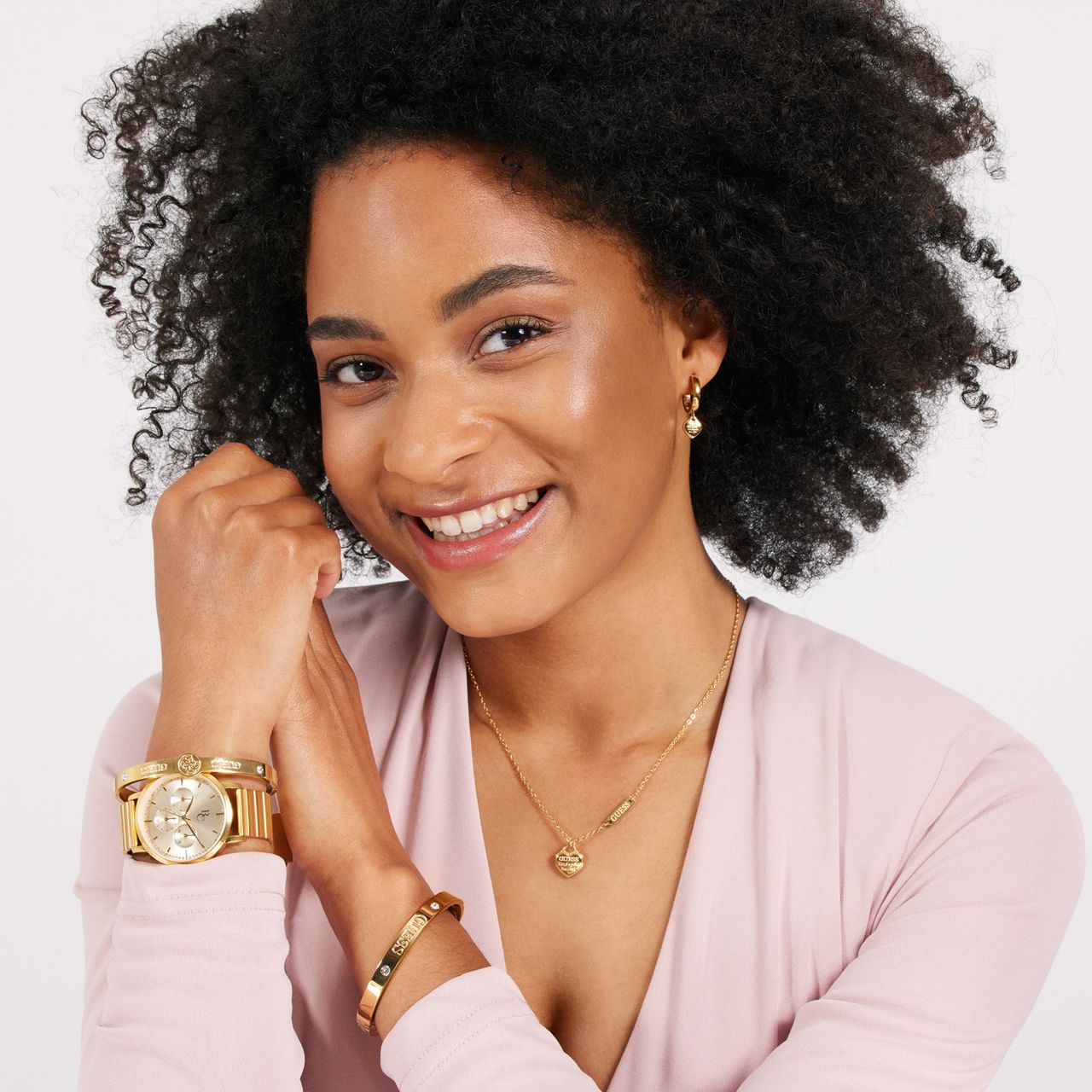 Guess stainless steel goldplated ketting met hanger hart voor dames