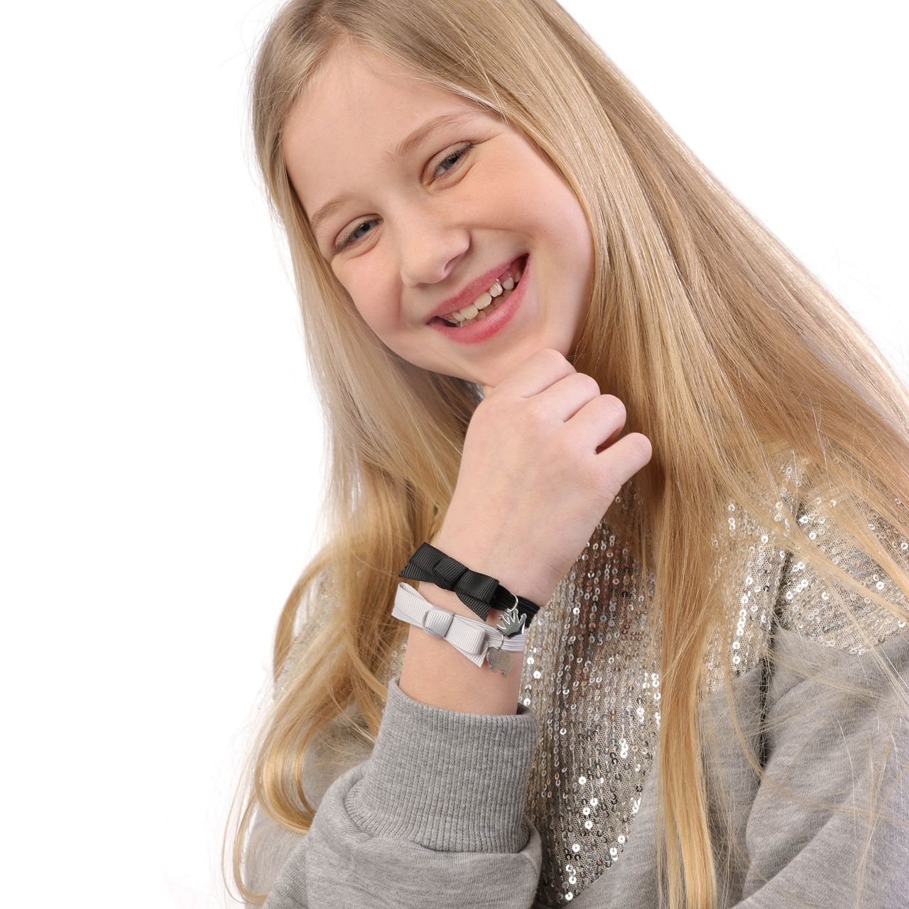 Grijze kinderrekarmband met hanger olifant