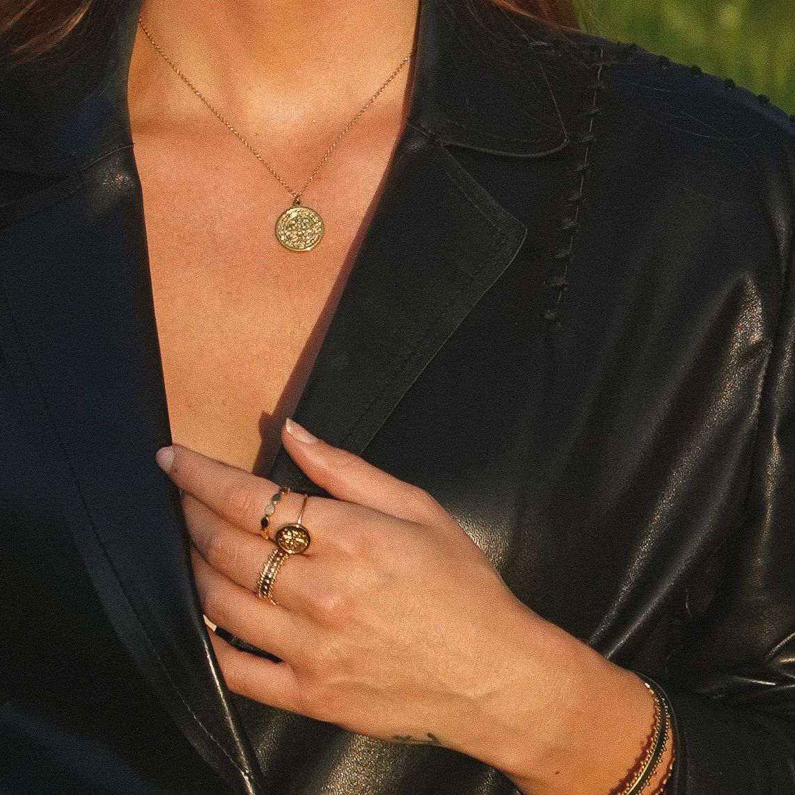 Stainless steel goldplated ketting met hanger munt voor dames