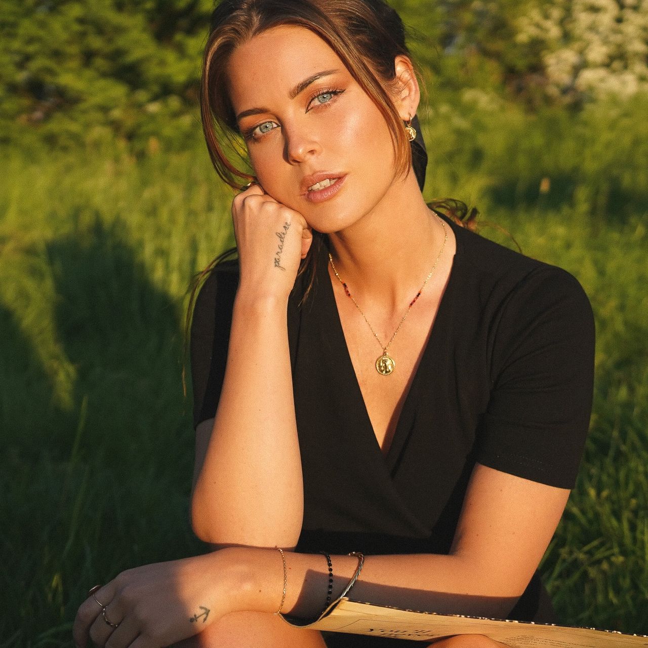 Stalen goldplated ketting met munt voor dames