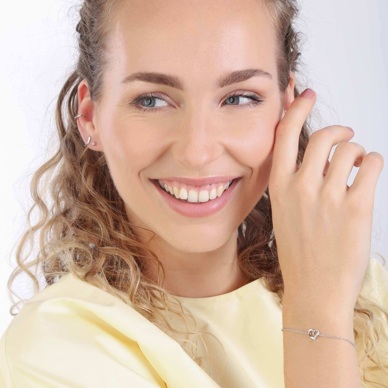 Armband, 925 Silber, Herz mit Zirkonia