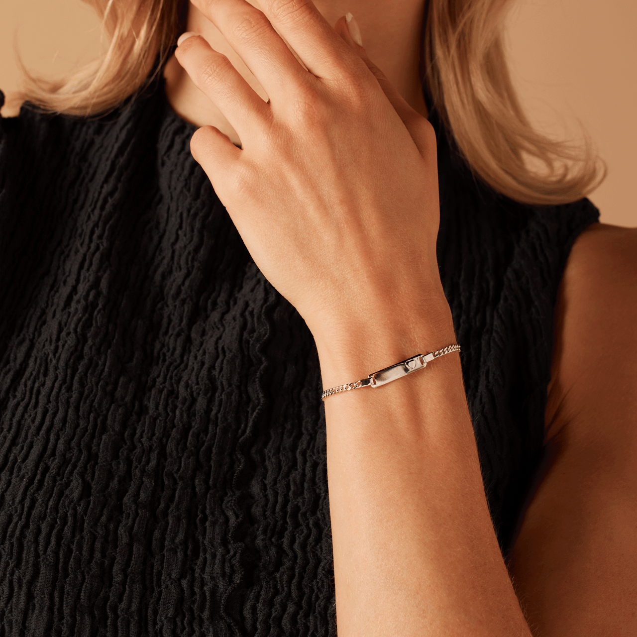 Plattenarmband, 925 Silber, mit Herz