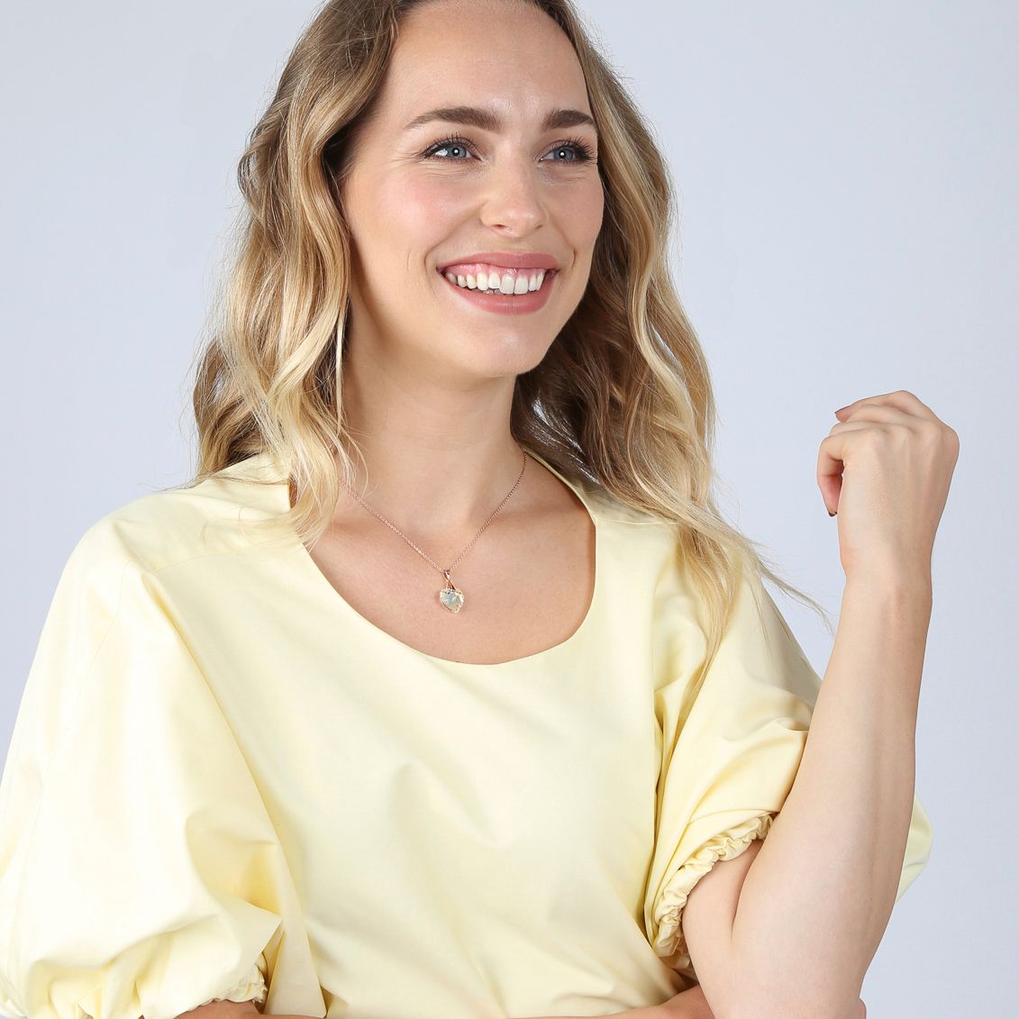 Zilveren roséplated ketting met hanger hart met kristal voor dames