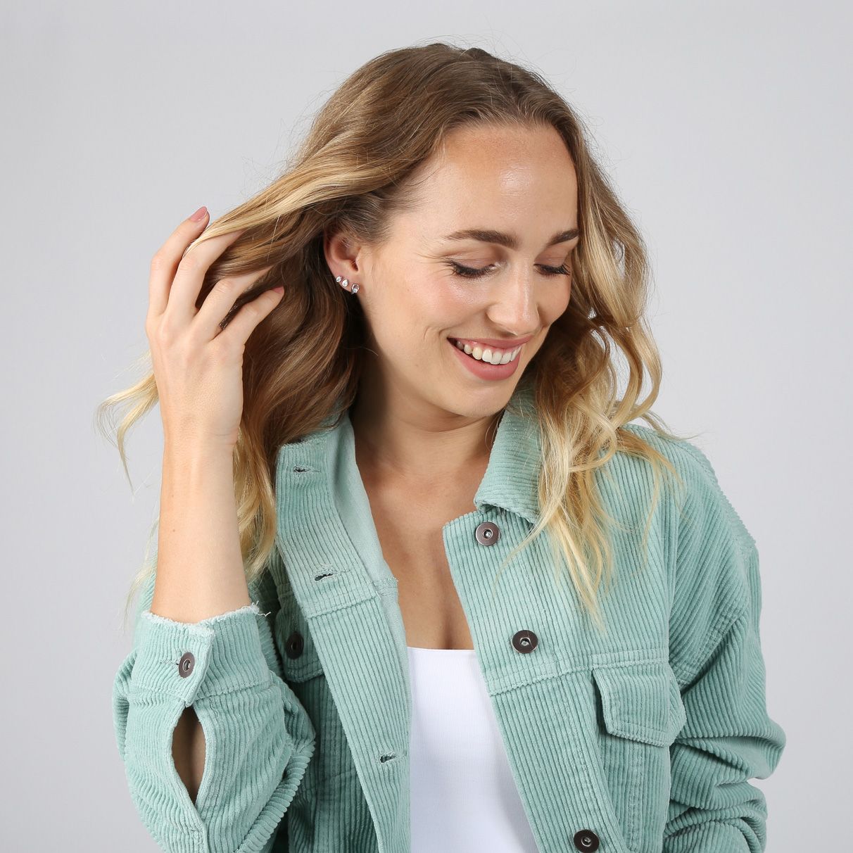 Ohrstecker, 925 Silber, halbes Herz mit Zirkonia