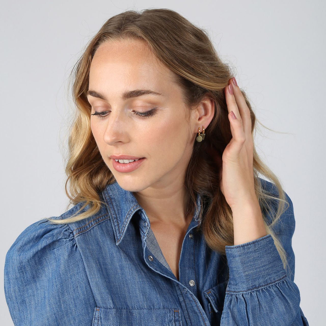 Stainless steel goldplated oorringen met hanger voor dames