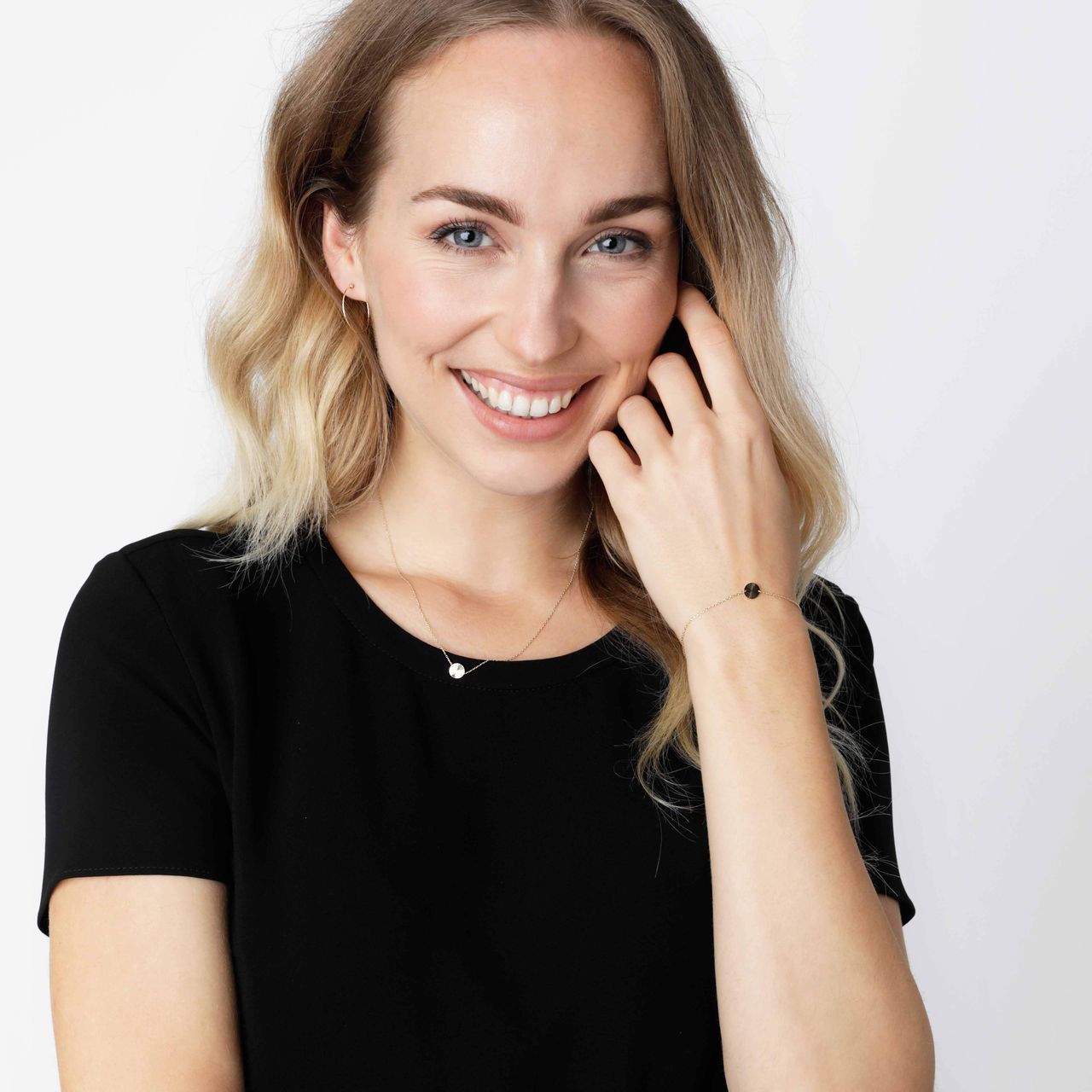 Armband, 585 Gelbgold, mit Scheiben-Anhänger