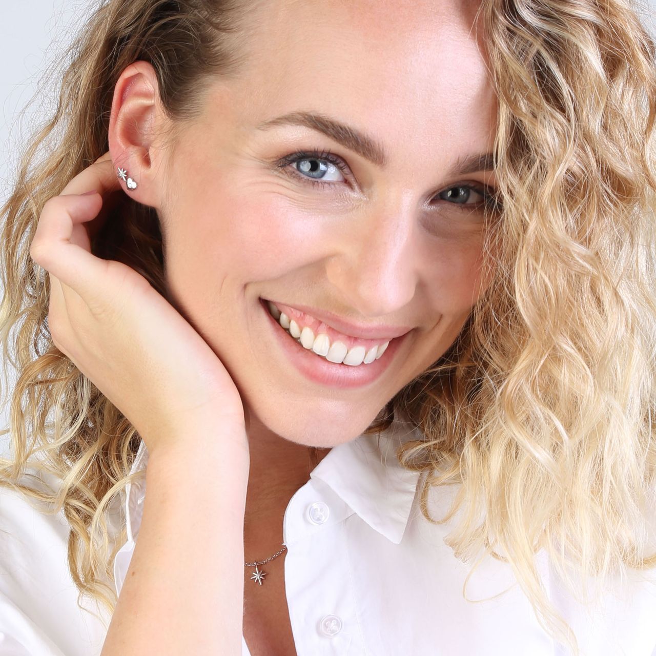 Ohrstecker, 925 Silber, Stern, Zirkonia