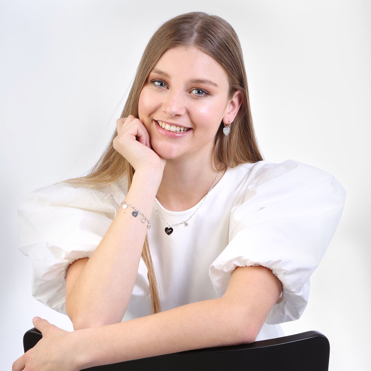 Ohrringe, 925 Silber, mit Anhänger Herz/Love