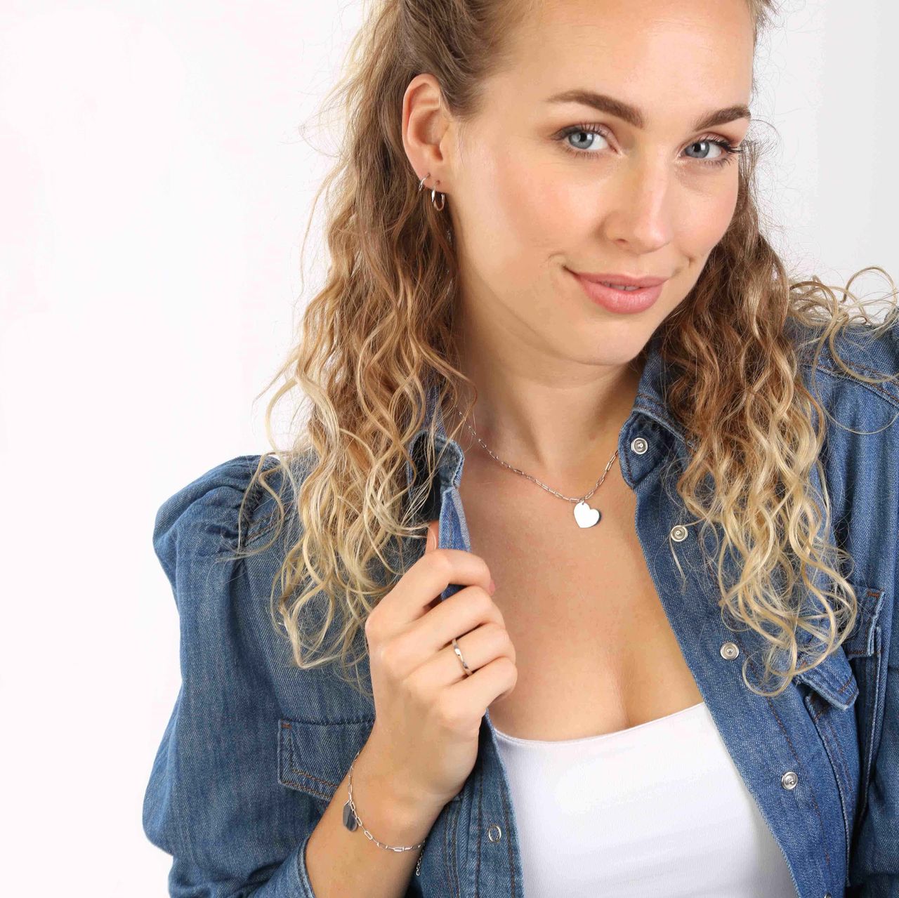 Gerecycleerd zilveren ketting met hanger hart