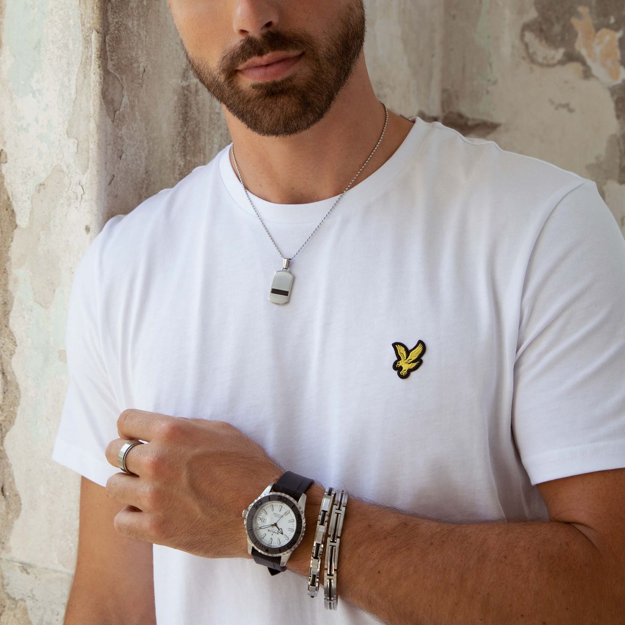 Gerecycled stainless steel armband schakel zwarte afwerking