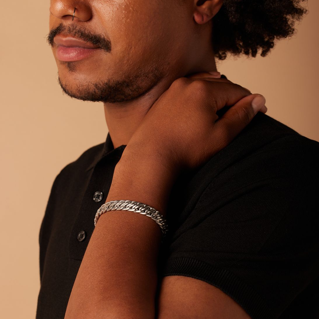 Stainless steel herenarmband mat