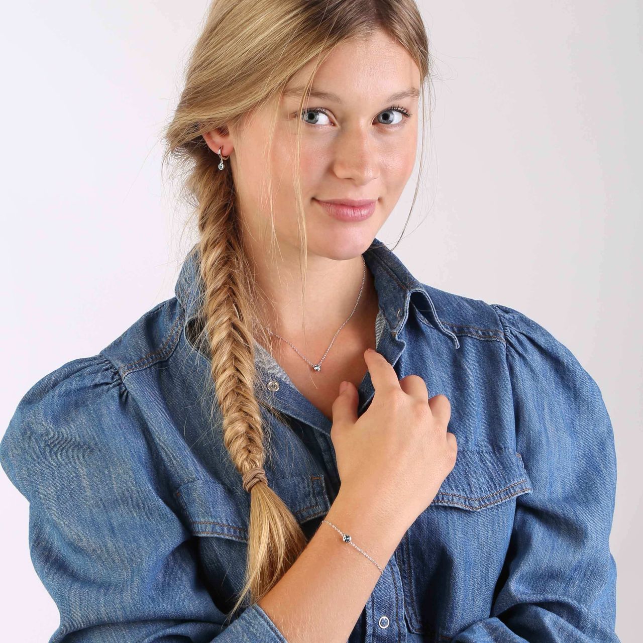 Zilveren armband met kristal aqua