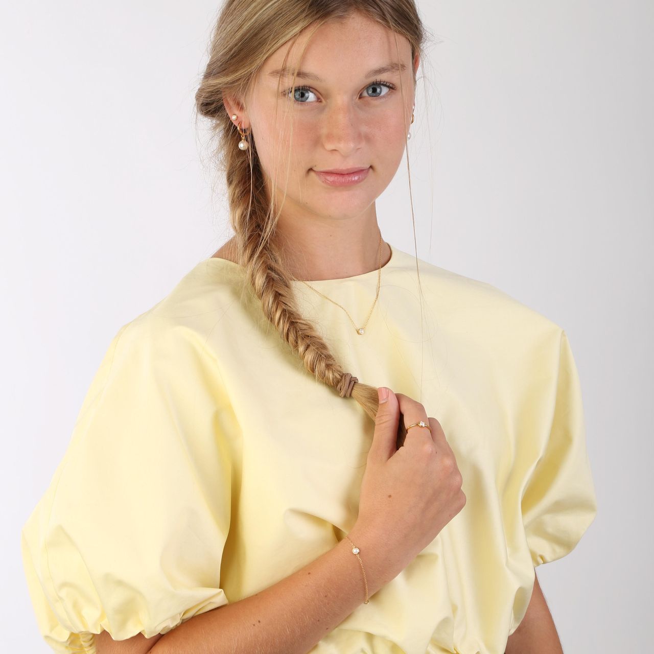 Zilveren goldplated parelarmband voor dames