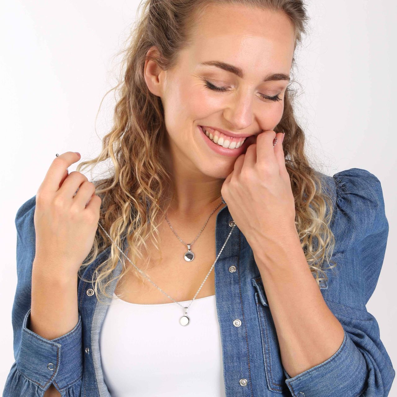 Stainless steel kettingen Best friends disc