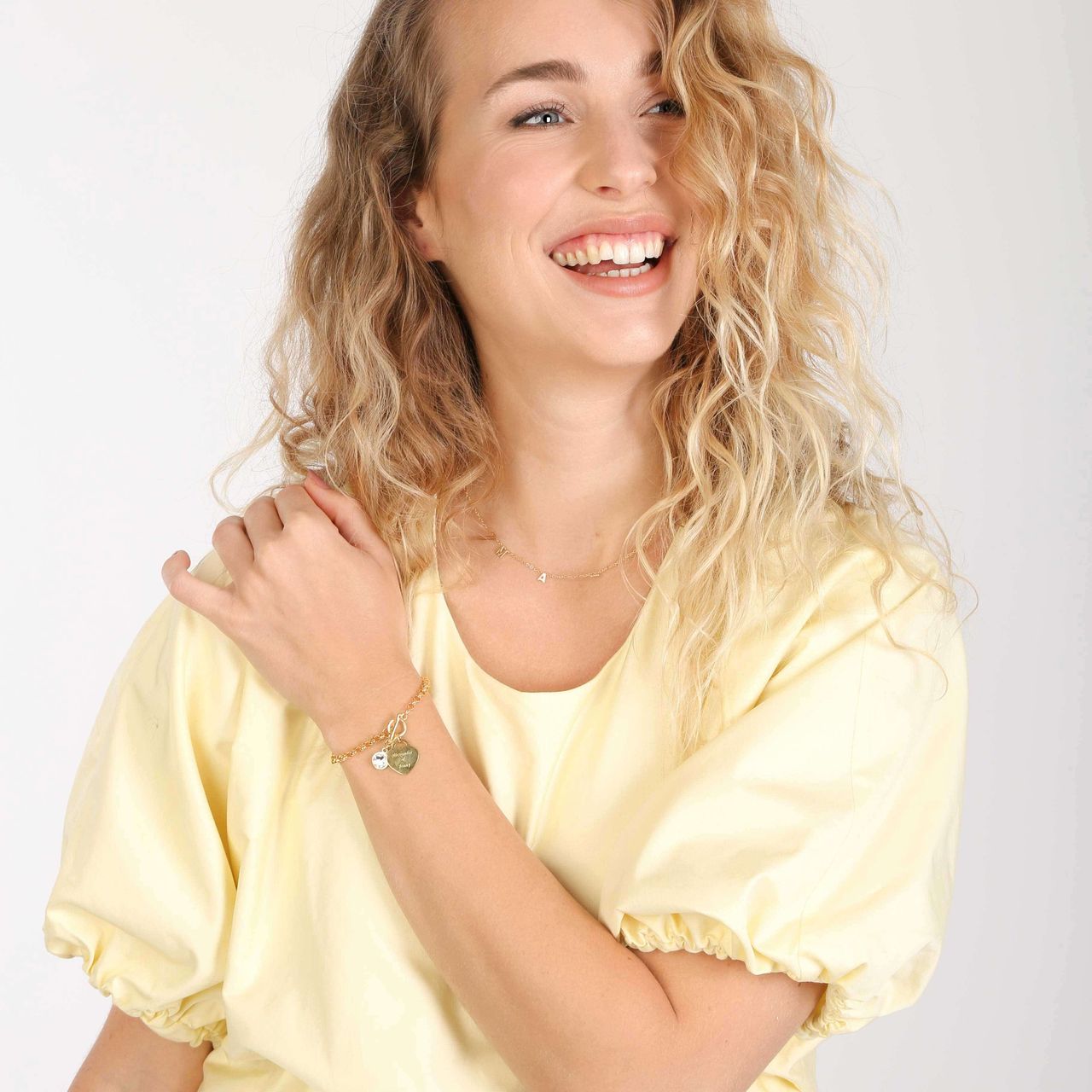 Zilveren goldplated naamketting voor dames