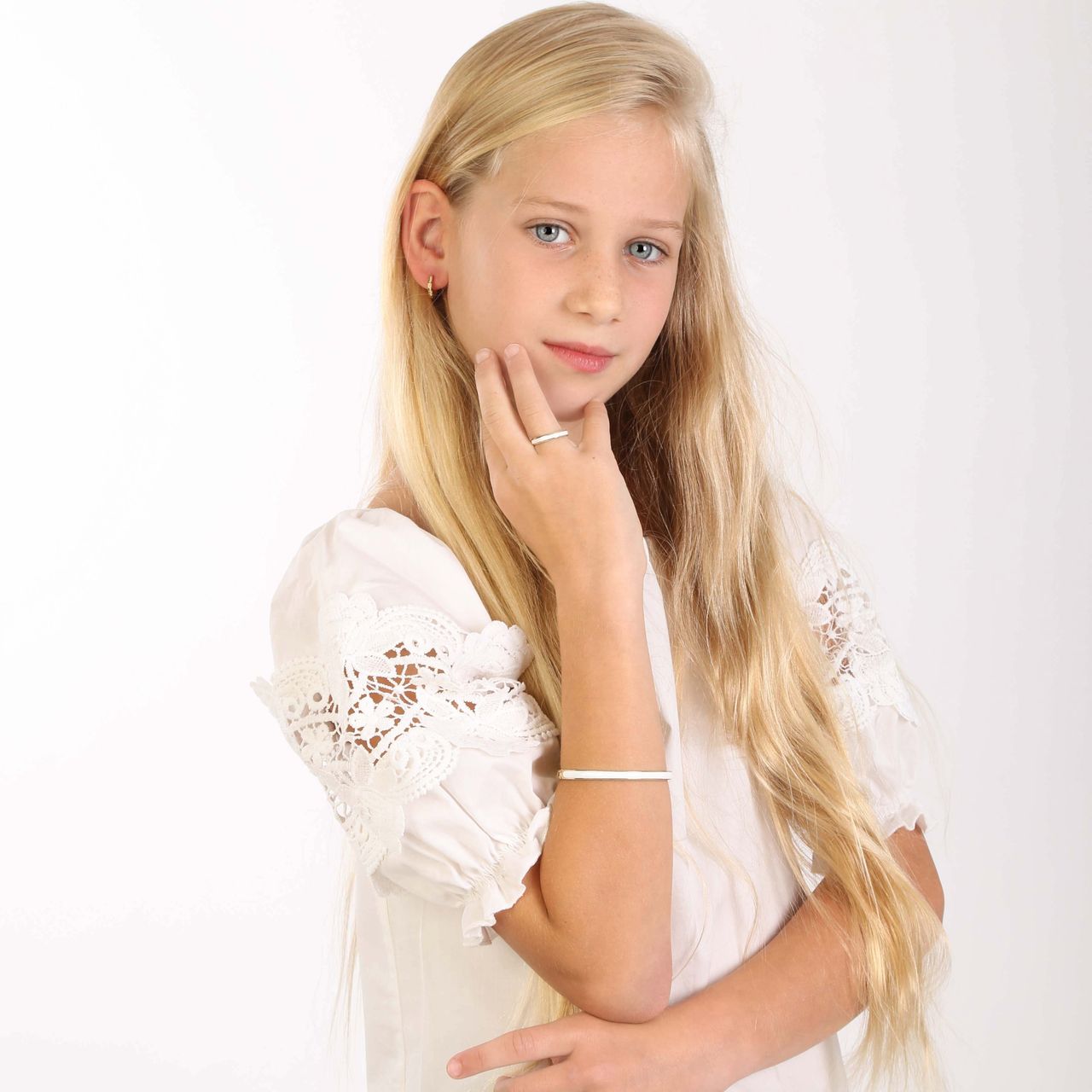 Gerecycled stainless steel kinderarmband met emaille wit