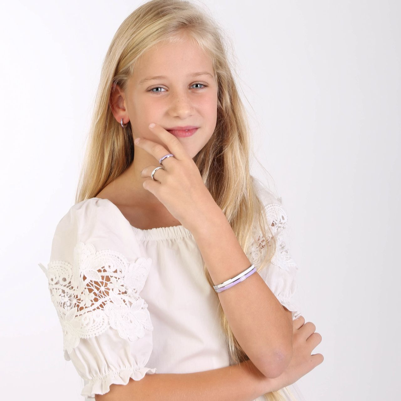 Little Miss Fabulous gerecycled stainless steel kinderoorbellen met emaille violet