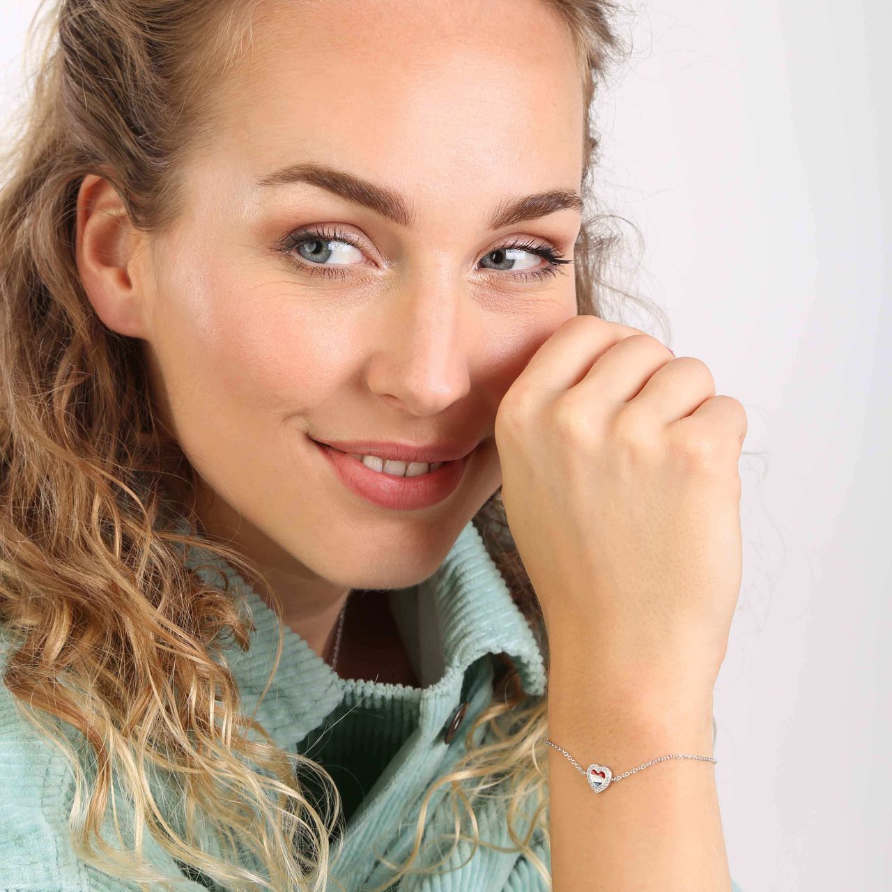 Zilveren armband hart Nederland
