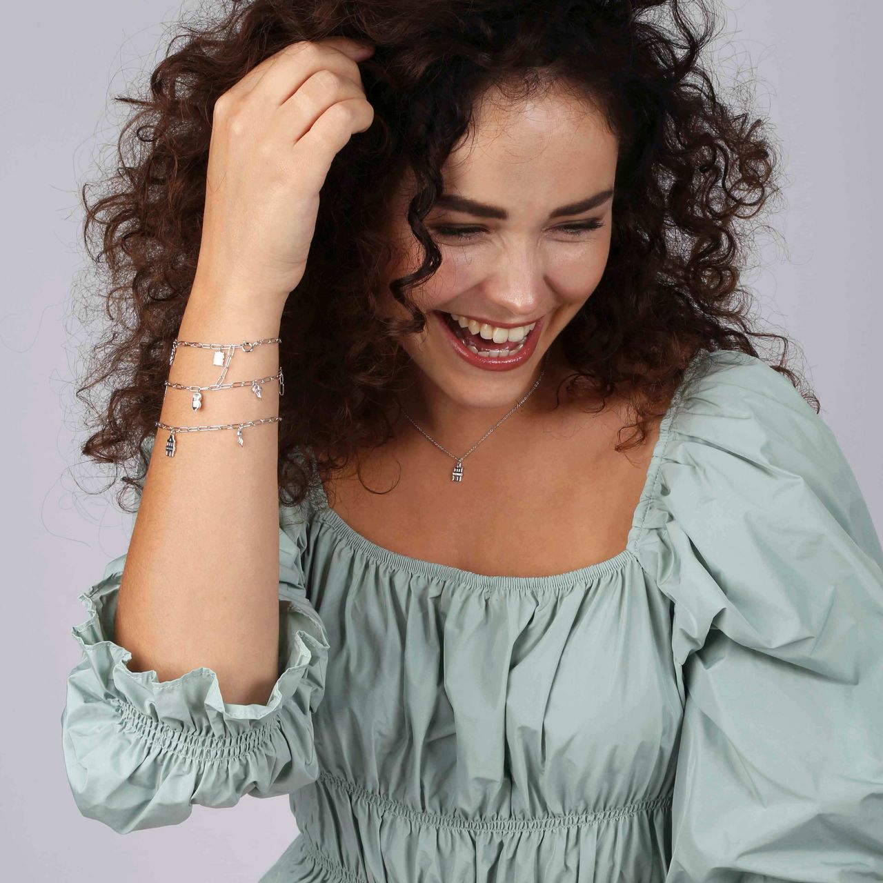 Armband mit Anhängern, 925 Silber, Niederlande