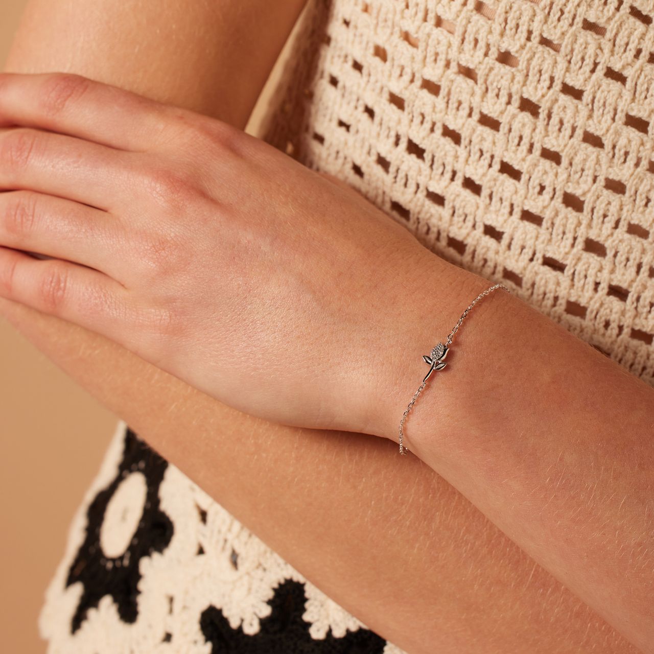 Zilveren armband tulp