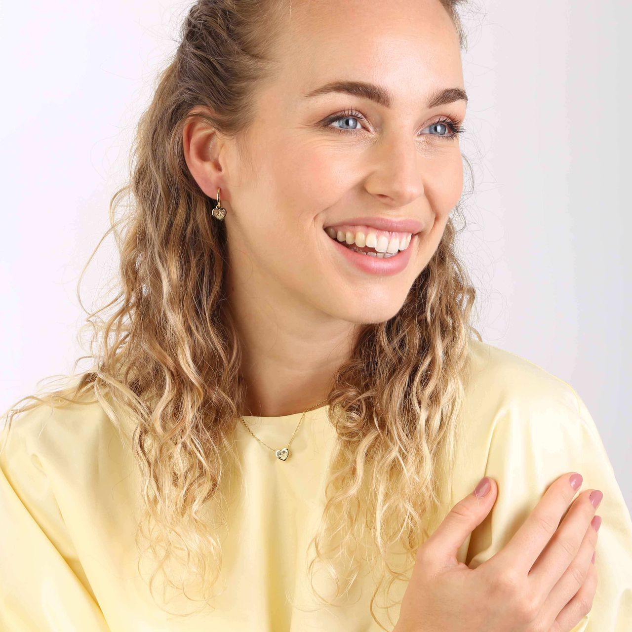 Zilveren goldplated ketting hanger hart/wietblad