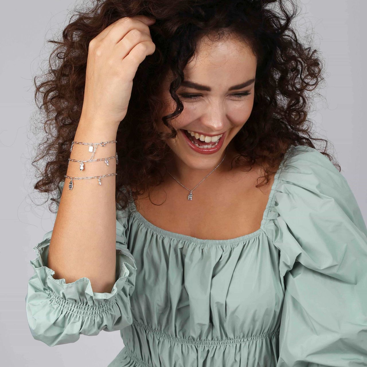 Kette, 925 Silber, mit Anhänger, Häuschen