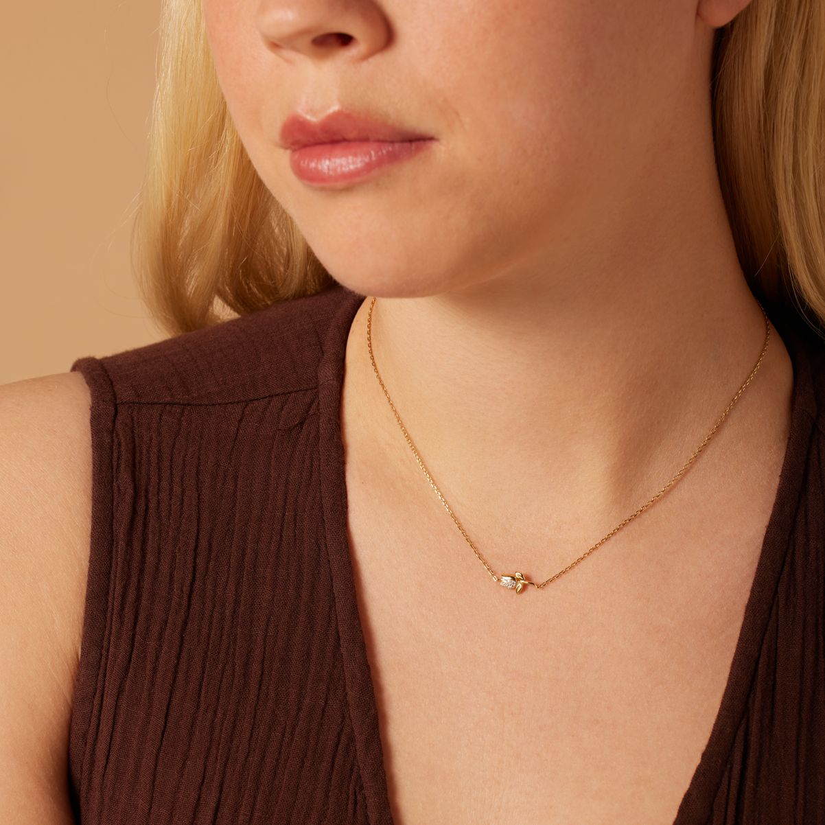 Zilveren goldplated ketting met hanger tulp voor dames