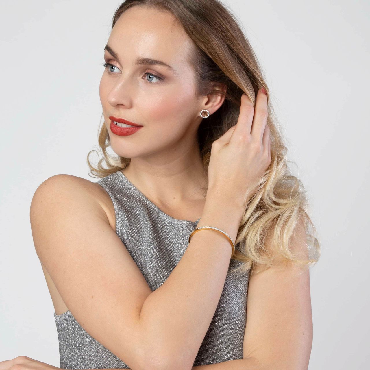 Guess stalen goldplated oorknoppen met kristal voor dames