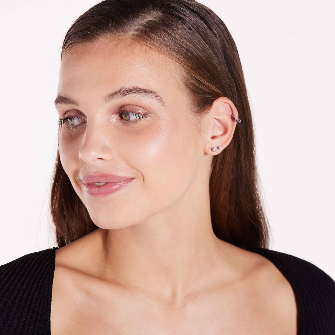 Stainless steel helixpiercing zwart zirkonia