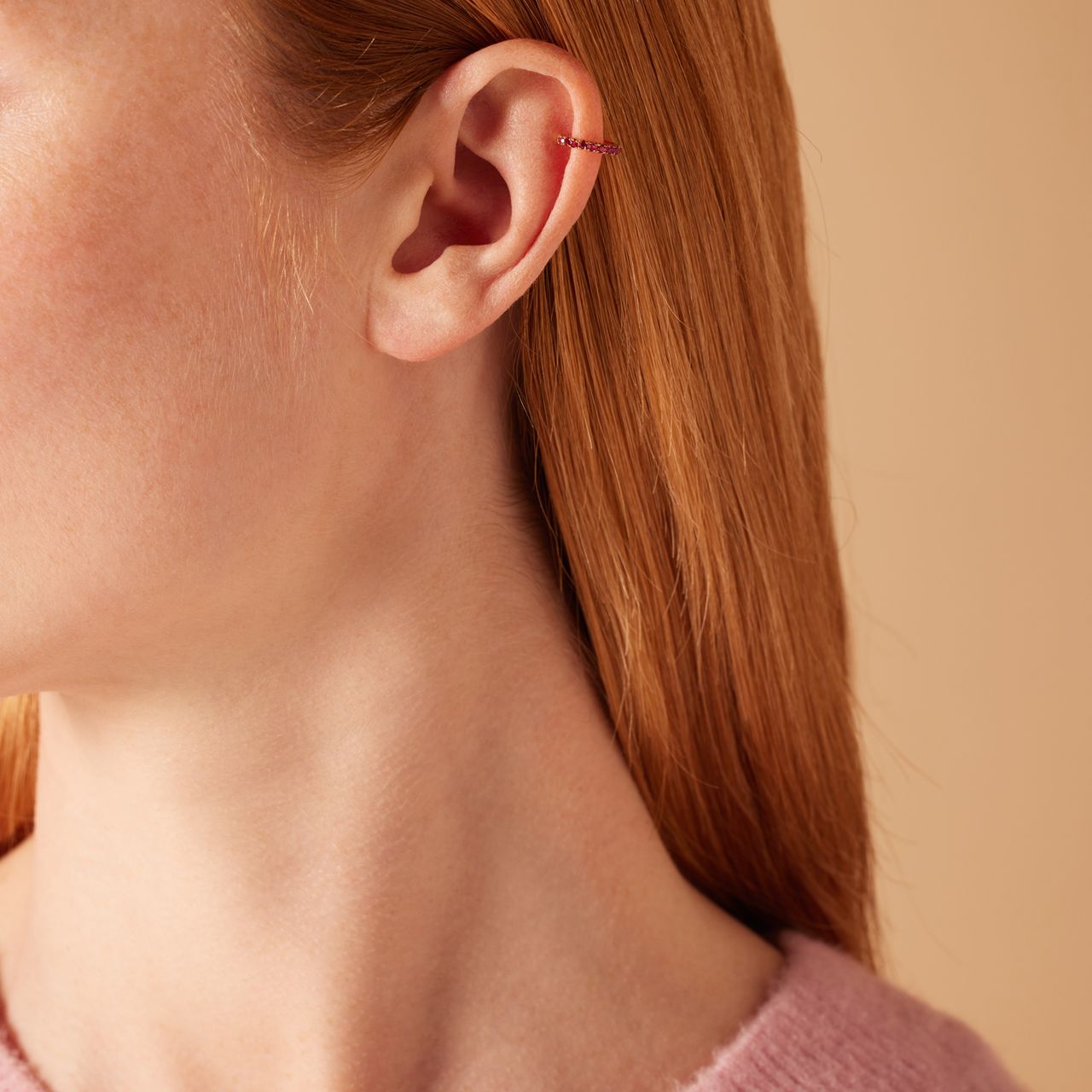 Stainless steel goldplated helixpiercing met zirkonia voor dames