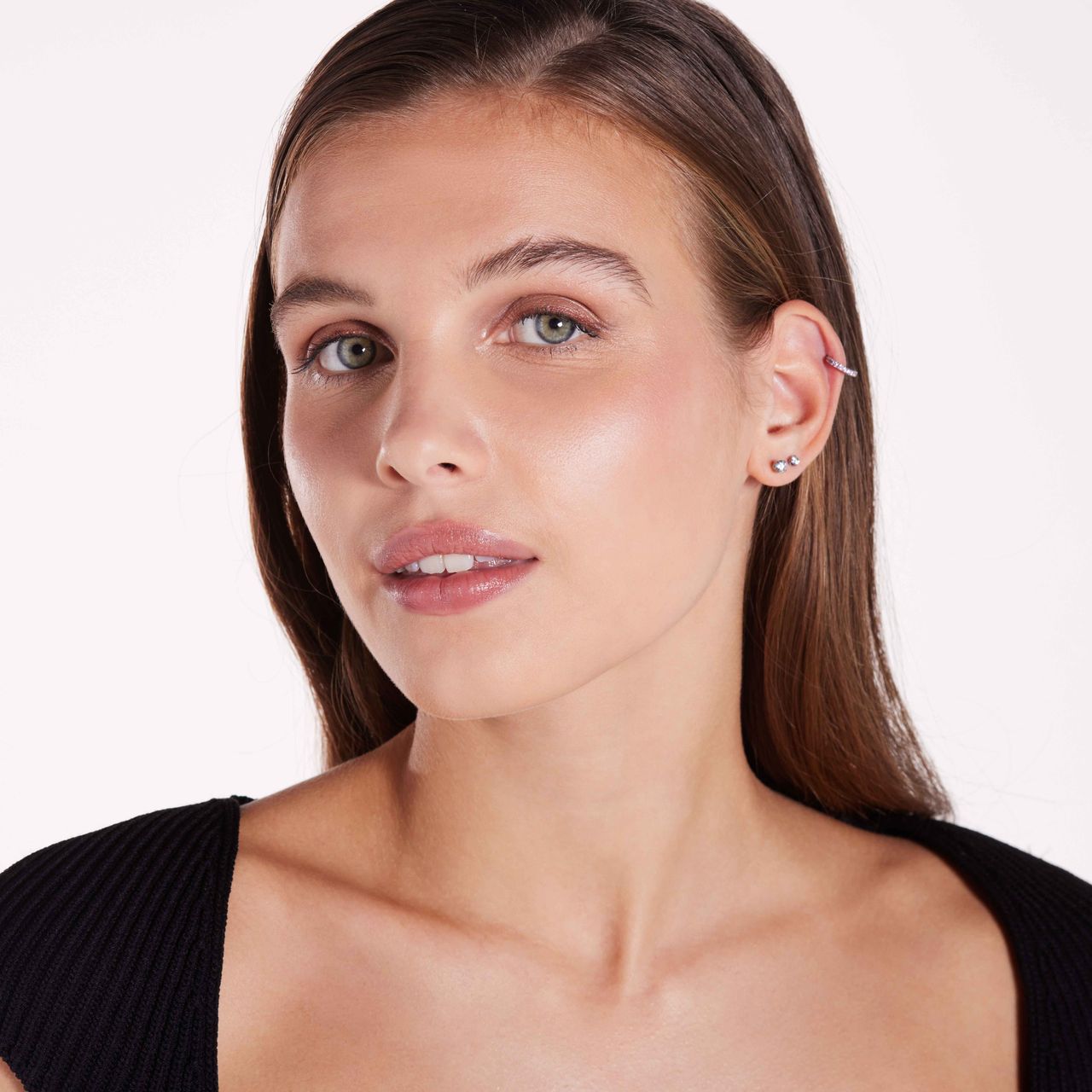 Stainless steel helixpiercing licht roze zirkonia