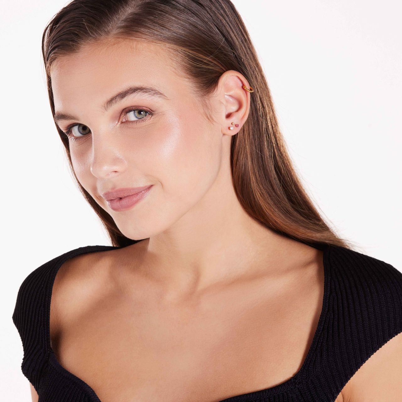 Stainless steel goldplated helixpiercing gold twist voor dames