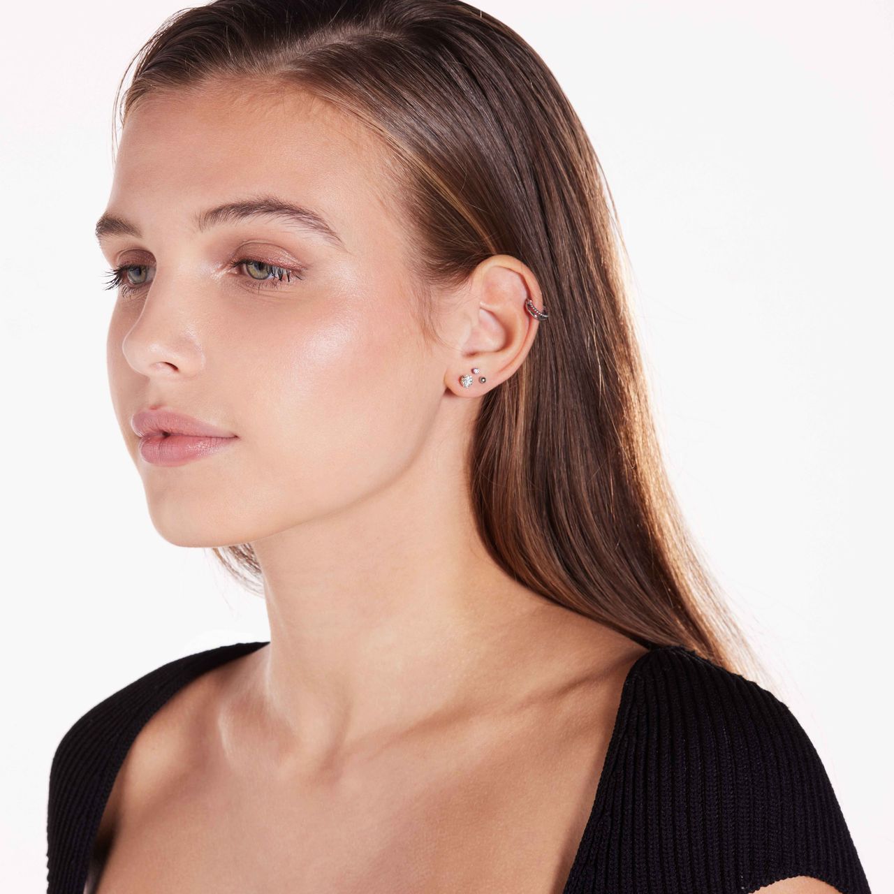 Stainless steel helixpiercing 2rij bol/glad