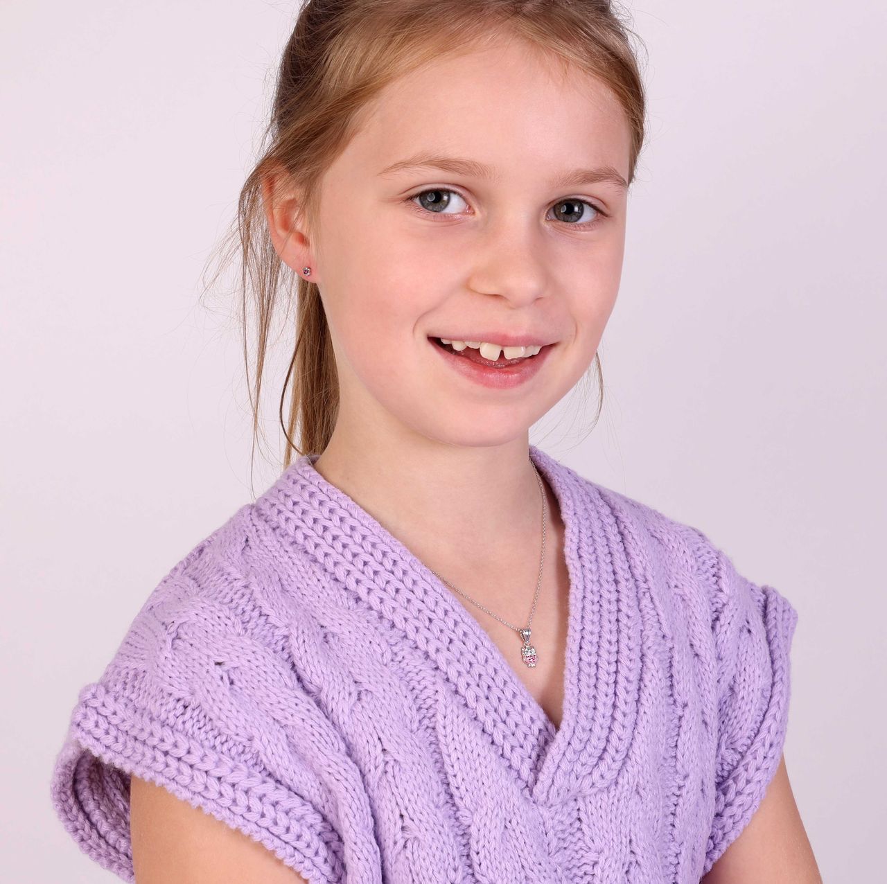 Zilveren kinderketting hanger uil kristal